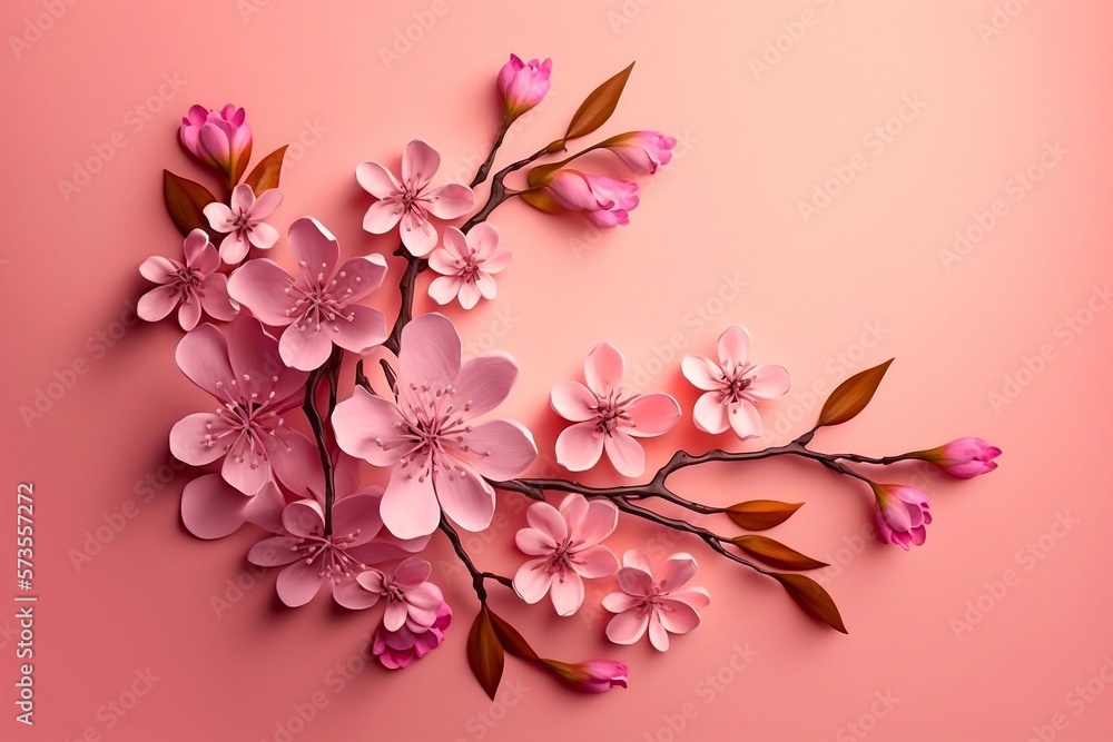 Delicate pink Cherry Blossom flower. Generative AI