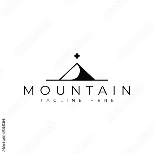 abstract minimal mountain line logo design