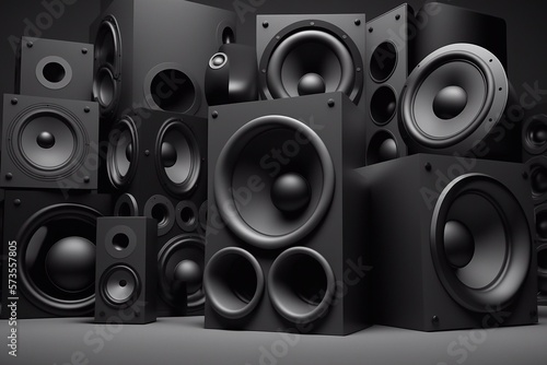 Black Loudspeakers. Generative AI