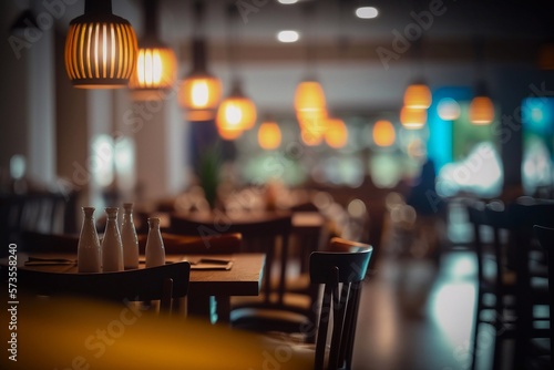 Restaurant blurred background. Generative AI © AIproduction