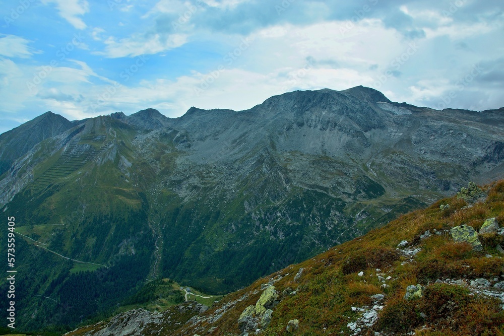 Austrian Alps - view from the path to the peak of Pfannkopfl near the Tuxerjoch hut