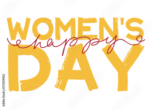 Festive inscription for International Women's Day. Congratulations on March 8. Equality and sisterhood. Vector simple illustration.