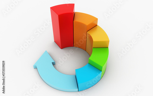 3d rendered Business graph in white background
