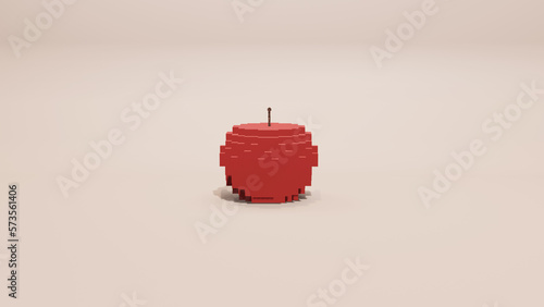 ３DCG赤いブロックでできたリンゴ