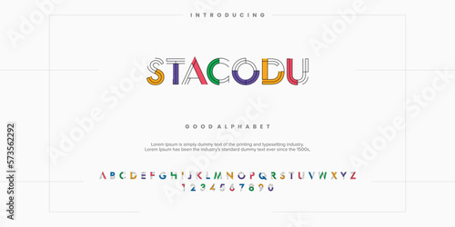 Modern abstract digital alphabet font. Minimal technology typography, Creative urban sport fashion futuristic font and with numbers. vector illustration