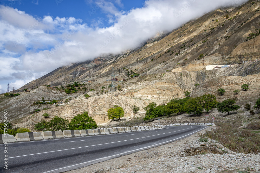 A section of a highway in the mountains of Dagestan