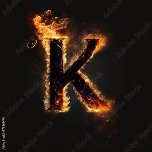creative fire letter K illustrations for modern and artistic look generative ai