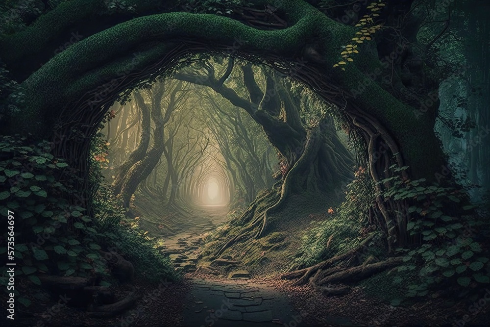 illustration of a fantasy forest - Created with generative ai