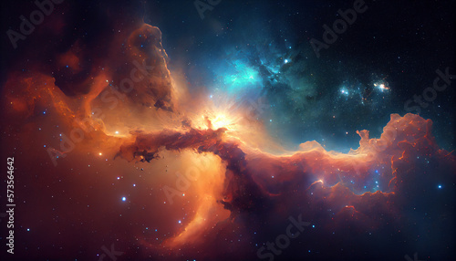 The Beauty of Deep Space  Interstellar Clouds and Starry Nebulas. Generative AI