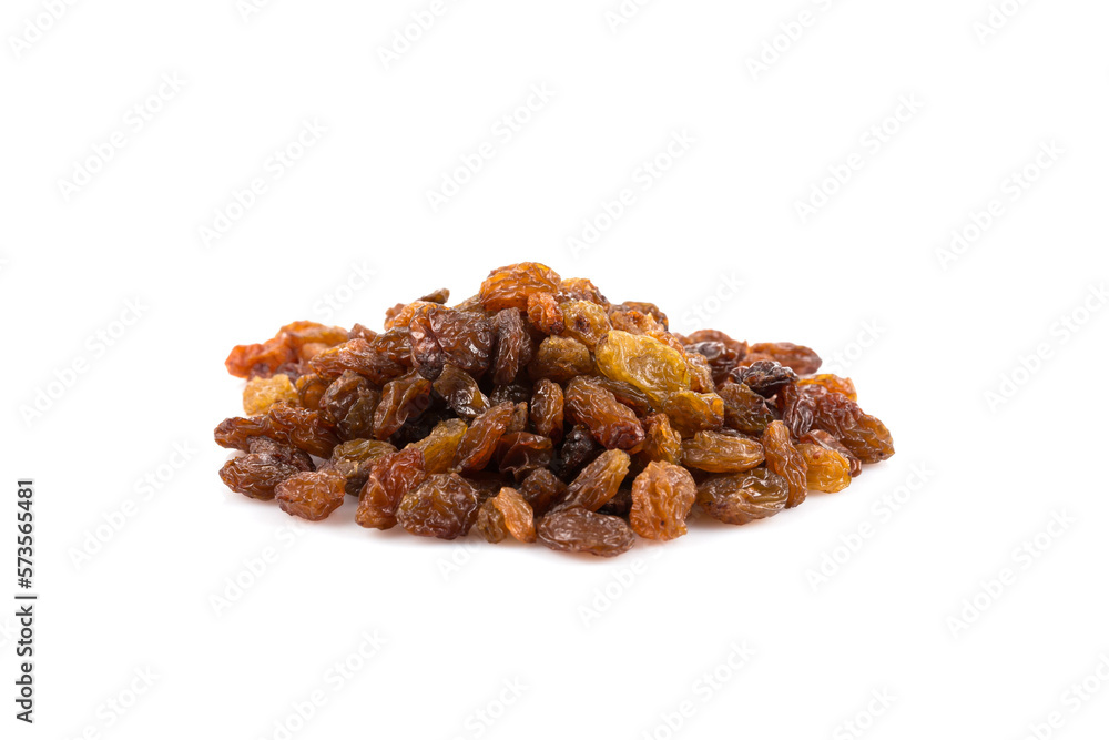 Sweet raisins on white