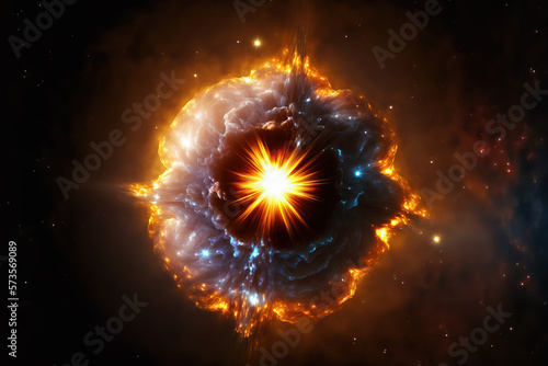 Scientific astronomical background  bright quasar in deep space. Generative AI