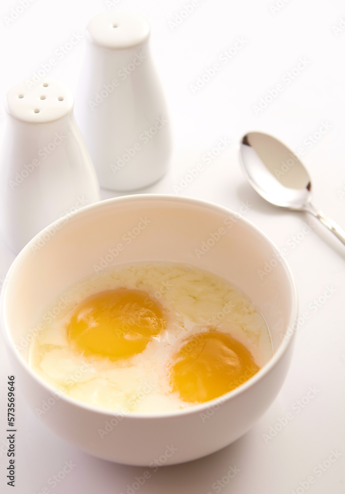 Half boiled eggs breakfast with isolated on white background Half boiled eggs breakfast with isolated on white background