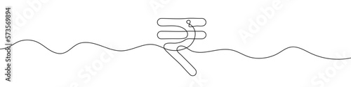 Continuous line drawing of Rupee currency symbol. Line art of Indian rupee currency symbol. Vector illustration.