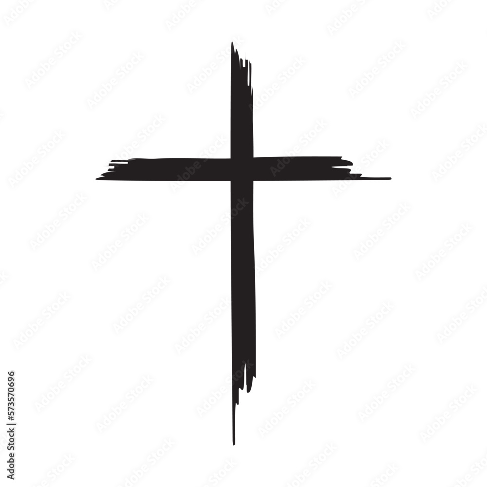 Hand drawn black cross, simple christian cross, hand painted cross, vector illustration Hand drawn black cross, simple christian cross, hand painted cross, vector illustration