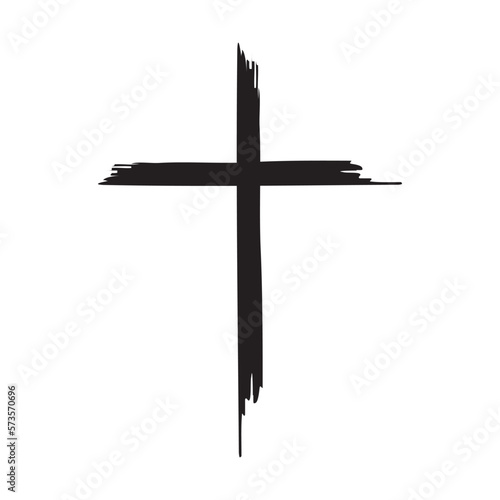 Hand drawn black cross, simple christian cross, hand painted cross, vector illustration