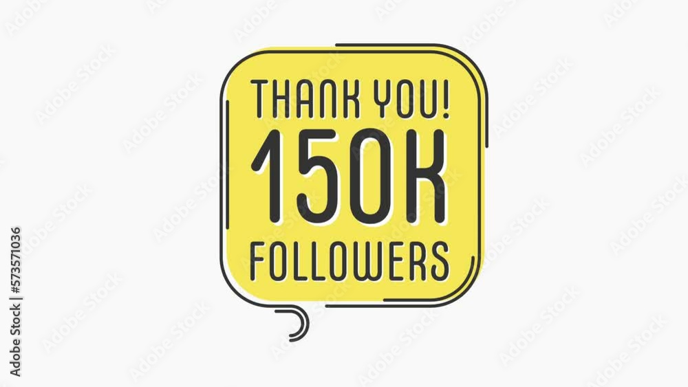Thank you 150k followers numbers. Flat style banner. Congratulating, thanks image for 150000 followers. Motion graphics. 4K hd. Thank you 150k followers numbers. Flat style banner. Congratulating, thanks image for 150000 followers. Motion graphics. 4K hd.