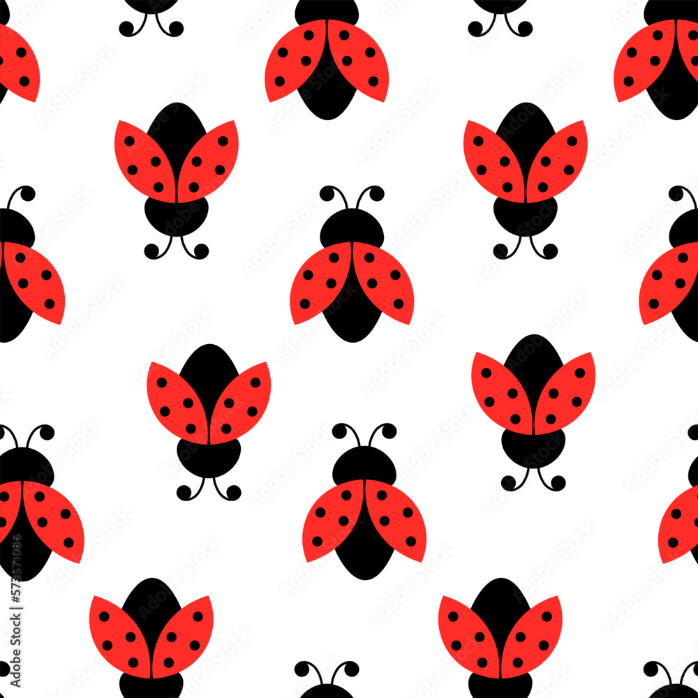 Naklejka premium Seamless pattern Ladybug vector illustration