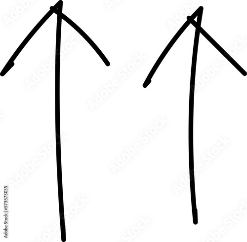 Roughly drawn hand drawn arrow / up / up