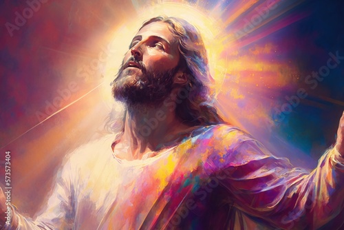 Obraz na plátne "Radiant Light of Jesus." Generative AI.