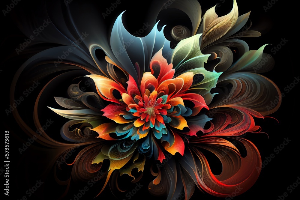 Beautiful Abstract Colorful Flower Design. Generative AI Beautiful Abstract Colorful Flower Design. Generative AI