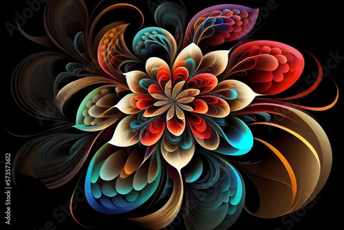 Beautiful Abstract Colorful Flower Design. Generative AI