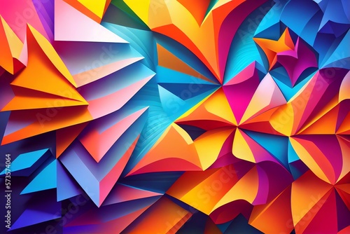 Colorful Abstract Background Wallpaper With Geometric Structures In Clashing Colors. Generative AI
