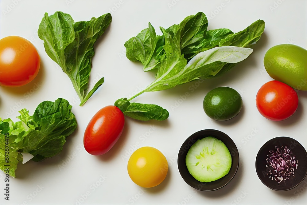 custom made wallpaper toronto digitalfresh salad on a white background - Created with generative ai