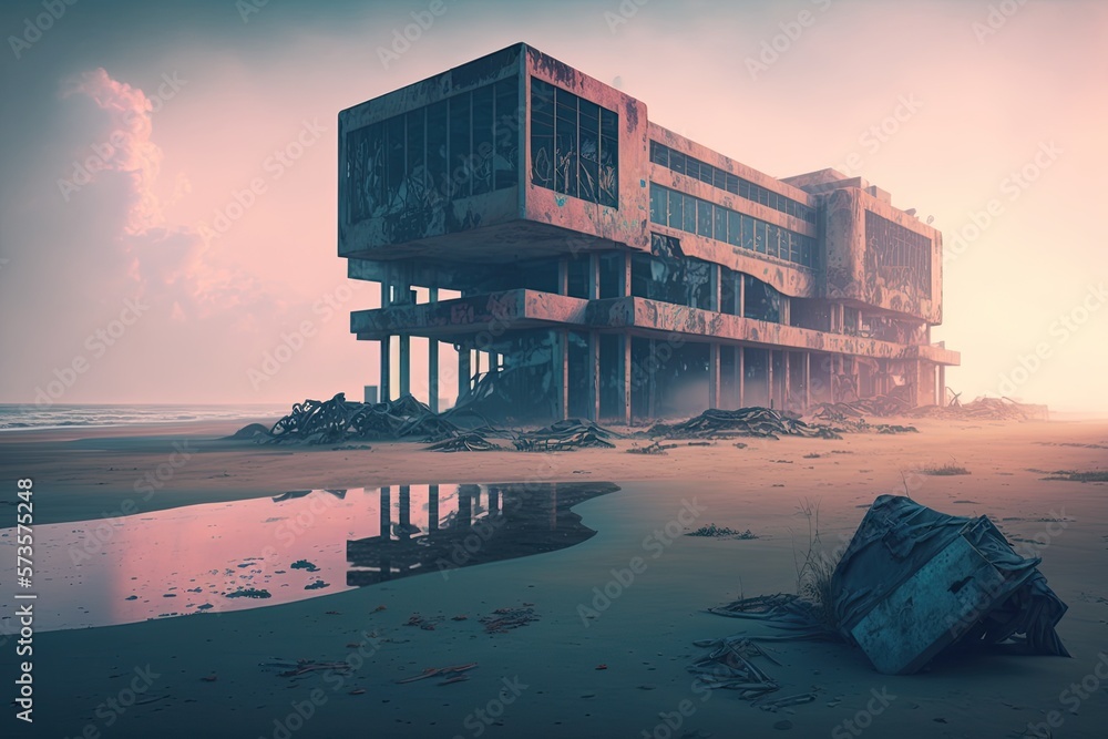 Illustration of an abandoned city - Created with generative ai Illustration of an abandoned city - Created with generative ai