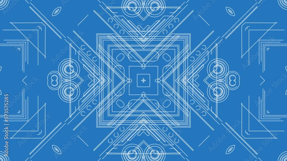 Mechanical Blueprint Kaleidoscope Background Video Animation Mechanical Blueprint Kaleidoscope Background Video Animation