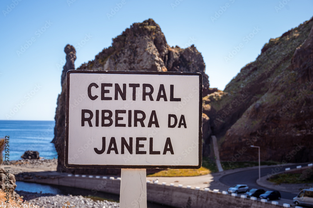 Lava islets in Ribeira da Janela at stony beach - Wild and beautiful coast with rock formations in the ocean near Porto Moniz on the island Madeira, Portugal