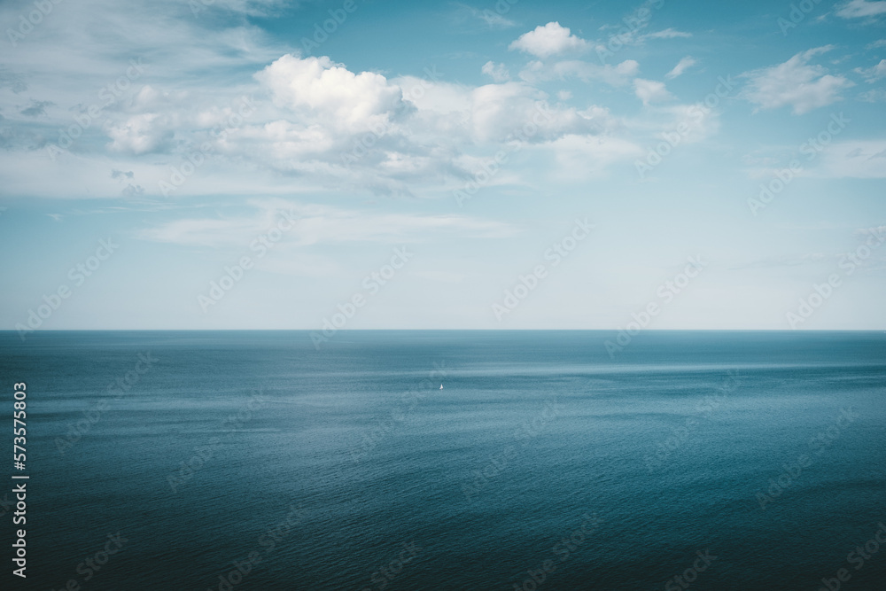 blue sky and sea with ship
