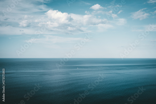 blue sky and sea with ship © Nils Leithold