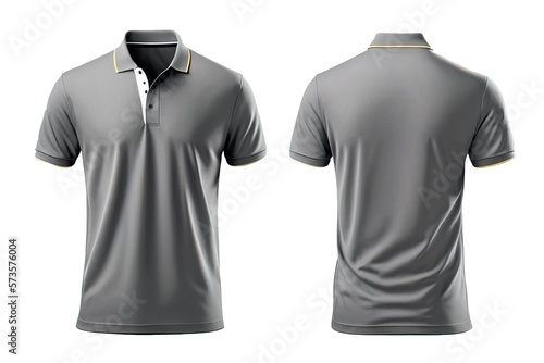 Blank polo T shirt for men template, gray color with white background