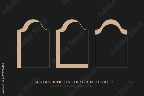 Obraz na płótnie Minimalistic linear arches frame, elements and illustrations in simple linear style