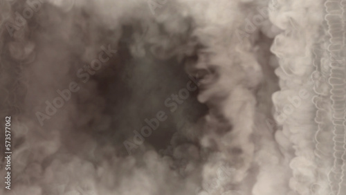 Side frame for content of heavy white smoke, isolated - abstract 3D illustration