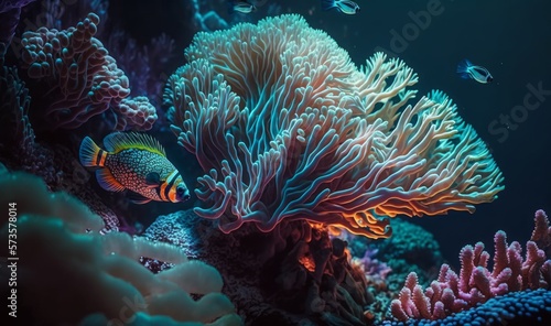 The magical and colorful colars, neighbors of the fish in the sea. Generative ai