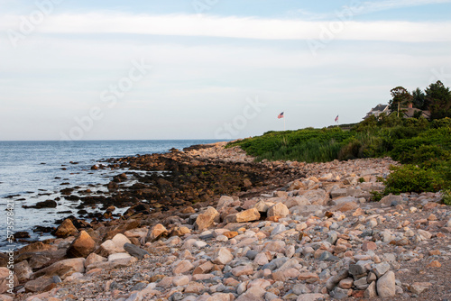 Rocks lining the shoreline of Narragansett Rhode Island photo