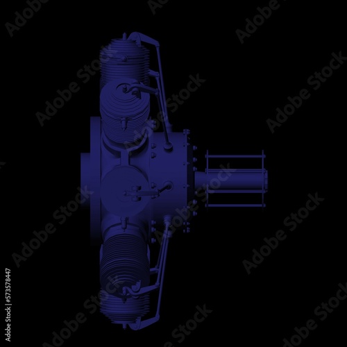 3d illustration. Aircraft rotary engine photo