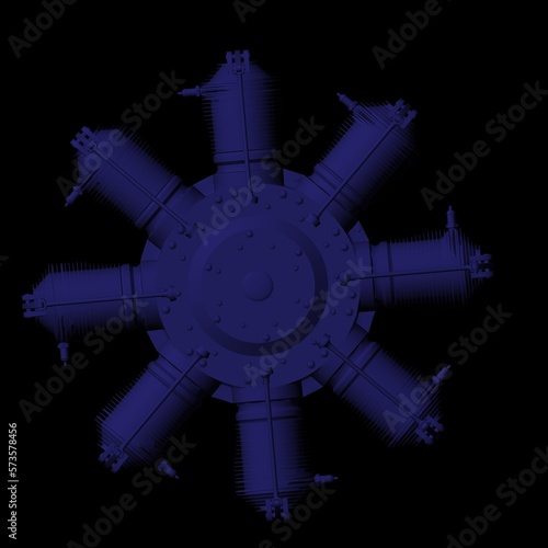 3d illustration. Aircraft rotary engine photo