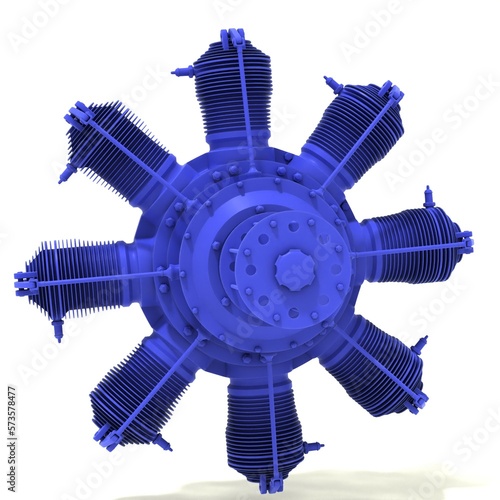 3d illustration. Aircraft rotary engine photo