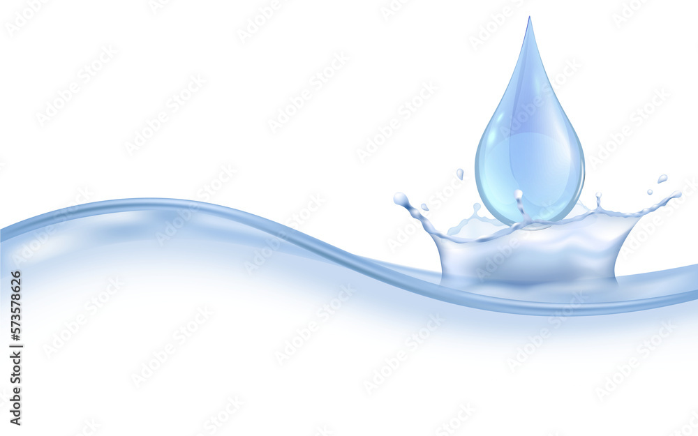 Vector blue background with realistic splashing water, wave, drop and ripple. Vector blue background with realistic splashing water, wave, drop and ripple.