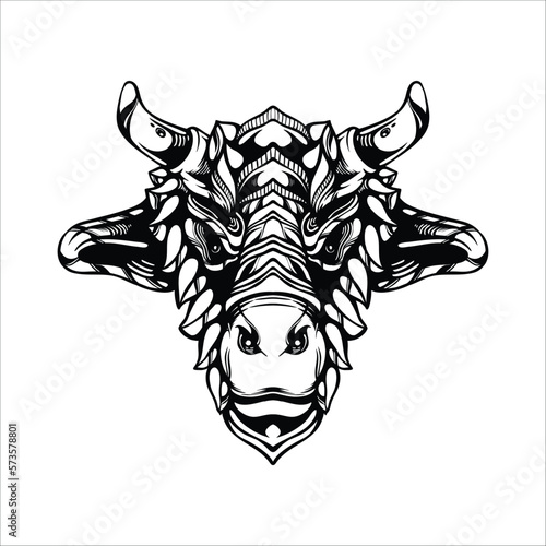 black and white tribal decorative cow pattern tattoo