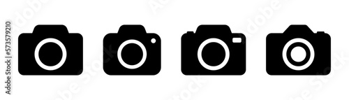 Camera icon set. Photo camera icon in glyph. Photo and video symbol. Camera icon in black. Stock vector illustration