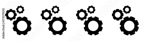 Cogwheel icon set. Gear symbol. Mechanism sign. Gearwheel symbol. Progress mechanism. Teamwork illustration. Stock vector