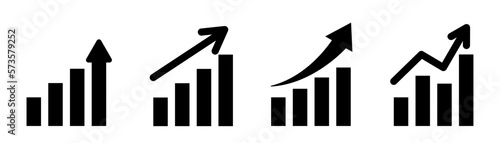 Growing chart. Profit diagram. Progress graphic with arrow. Growing infographic set. Profit chart symbol with arrow. Stock vector illustration