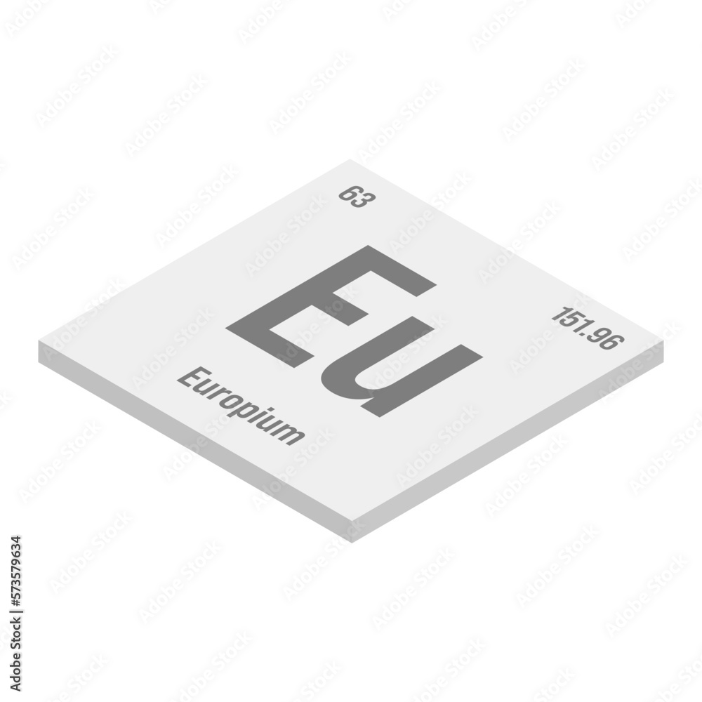Einsteinium, Es, gray 3D isometric illustration of periodic table ...