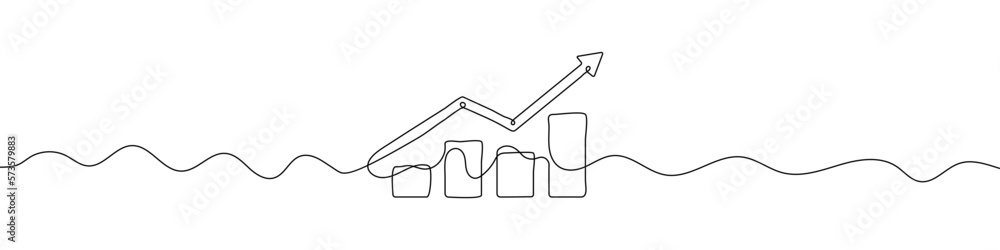 Continuous linear drawing of growing graph. Vector illustration ...