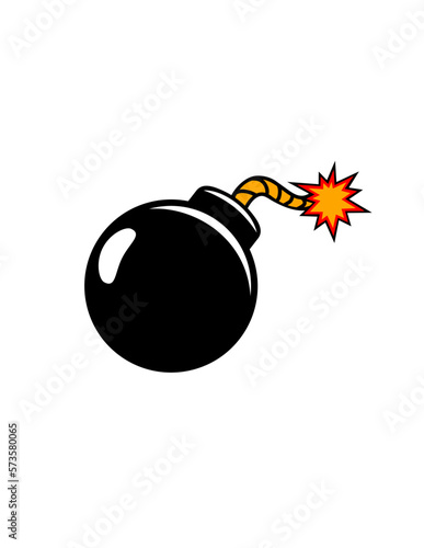 Cartoon Bomb with a Burning Wick Fuse