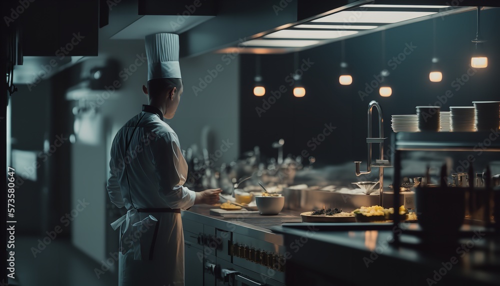 Professional modern kitchen in a restaurant. Generative Ai. Professional modern kitchen in a restaurant. Generative Ai.