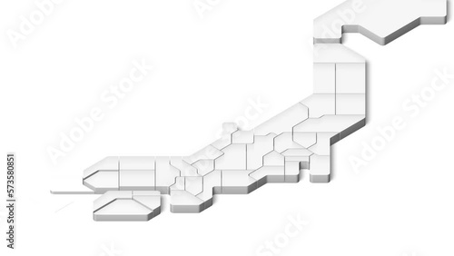 簡略化された3D日本地図のアニメーション　県別（アイソメトリック）